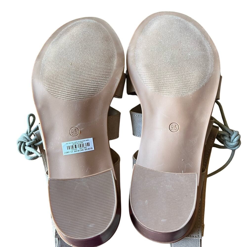 Torrid Block Heel Sandals Size 9.5W Wide Taupe Strappy Lace-Up Boho Prairie - Picture 9 of 9